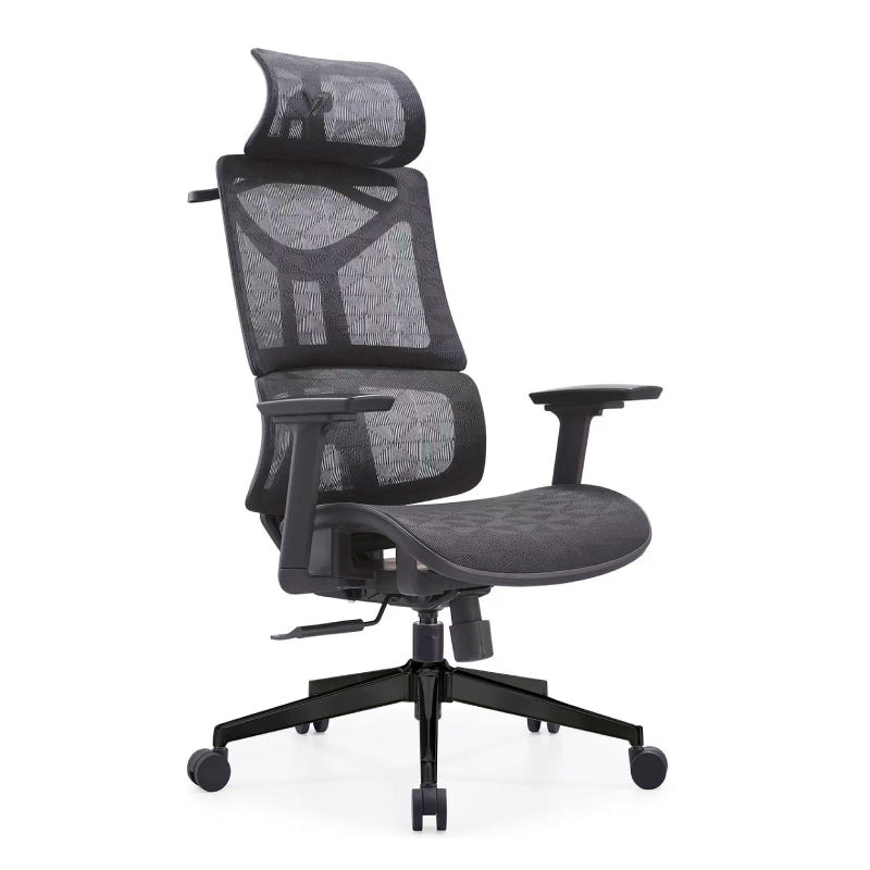Front angled view of the Vival ergonomic mesh office chair featuring adjustable armrests and a breathable mesh backrest