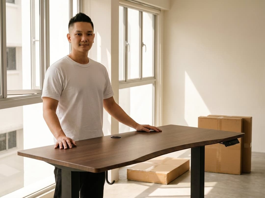 The finished Vival Desk, packed and ready to deliver across Singapore