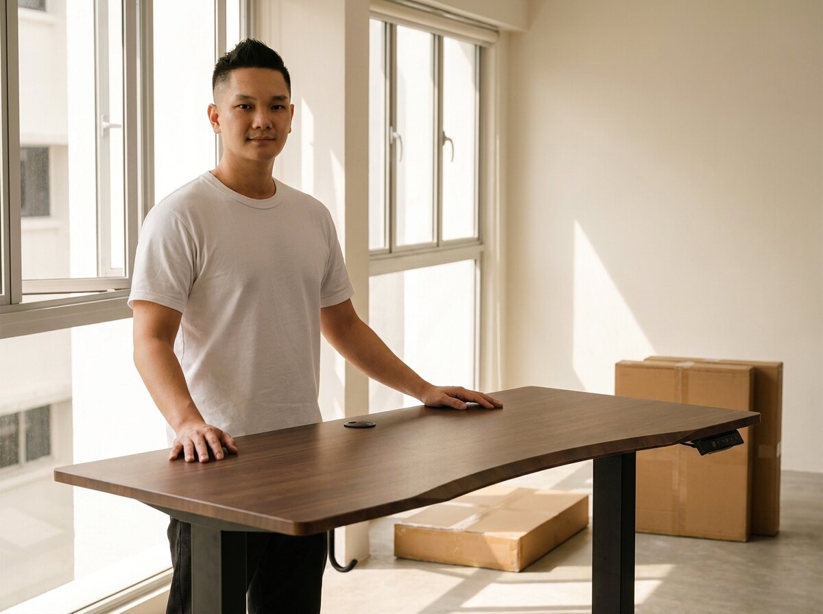 The finished Vival Desk, packed and ready to deliver across Singapore